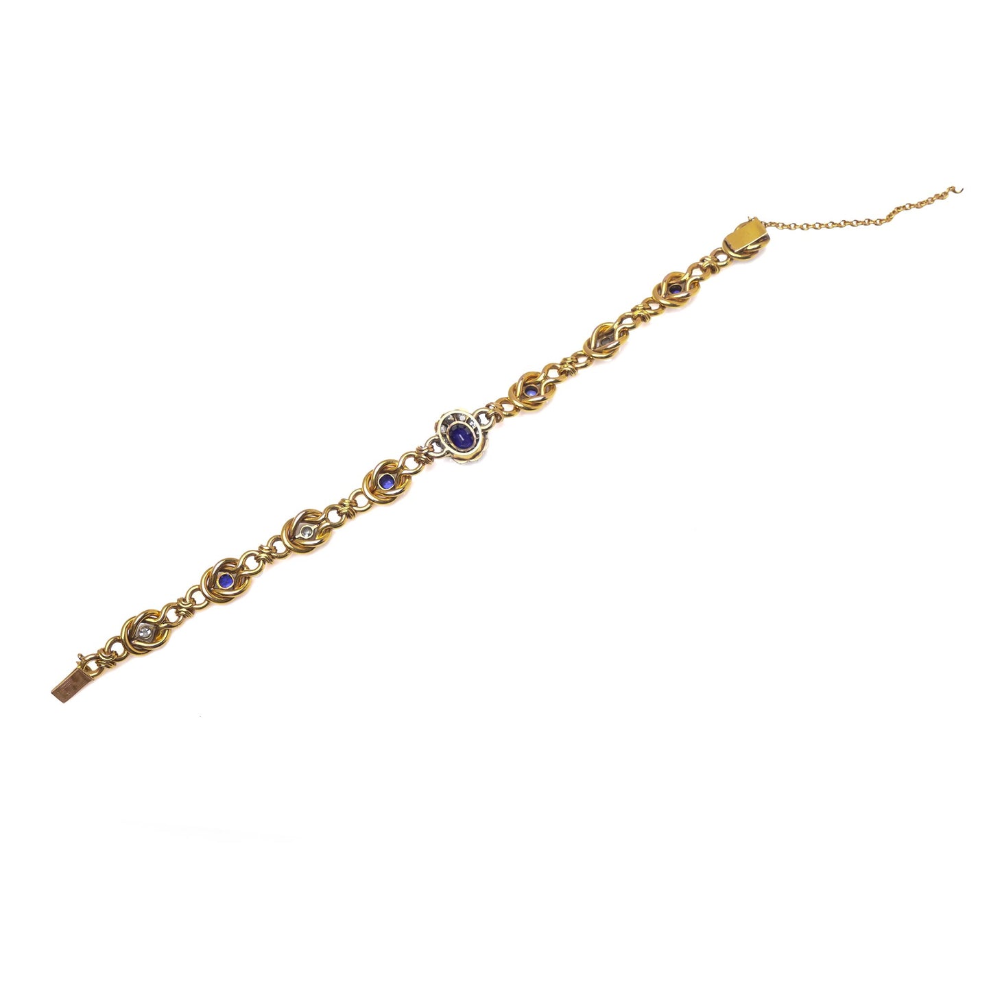 Early 20th Century 21KT Gold Sapphire and Diamond Bracelet