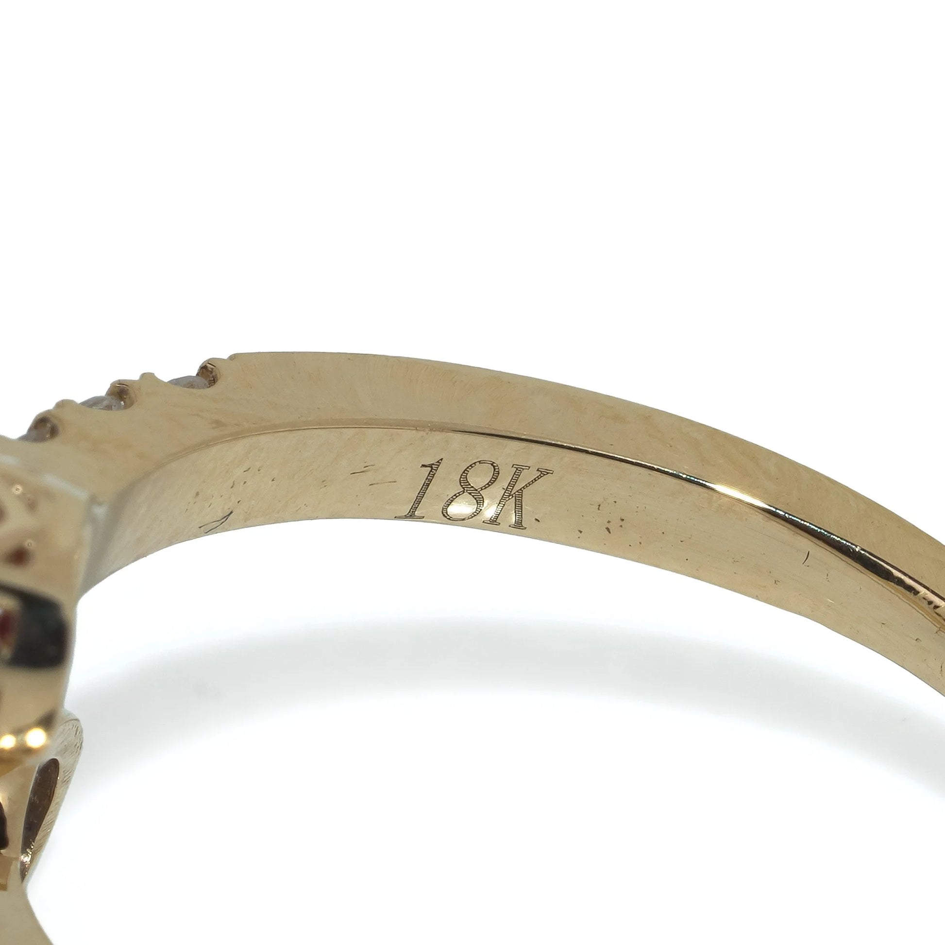 18 Carat Yellow Gold Ruby, Sapphire and Diamond Crossover Ring