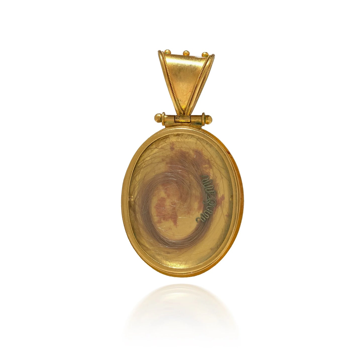 Antique 19th Century 23 ct Gold Micromosaic Mourning Pendant