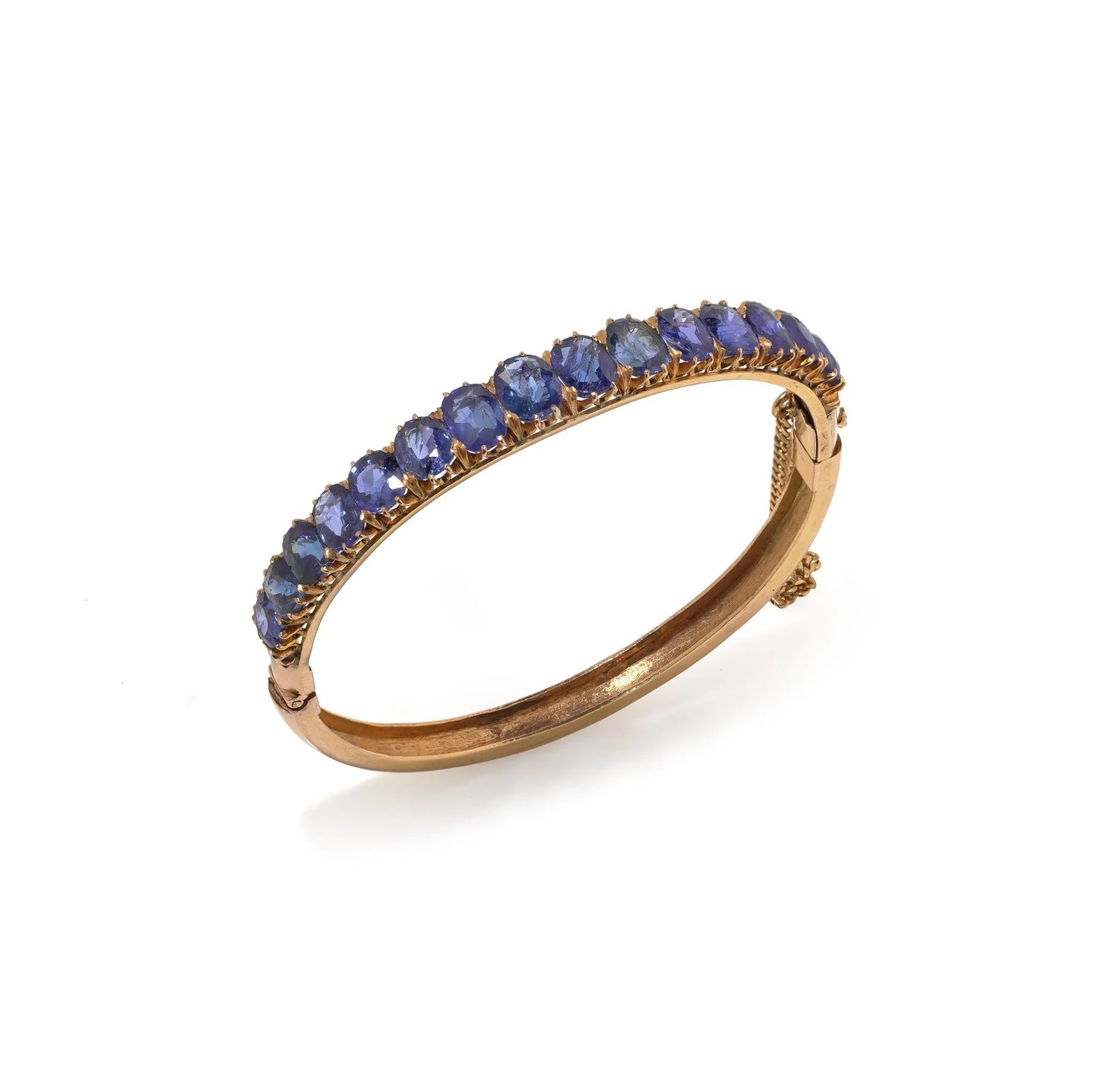 Victorian 18KT Gold Graduated Sapphire Bangle