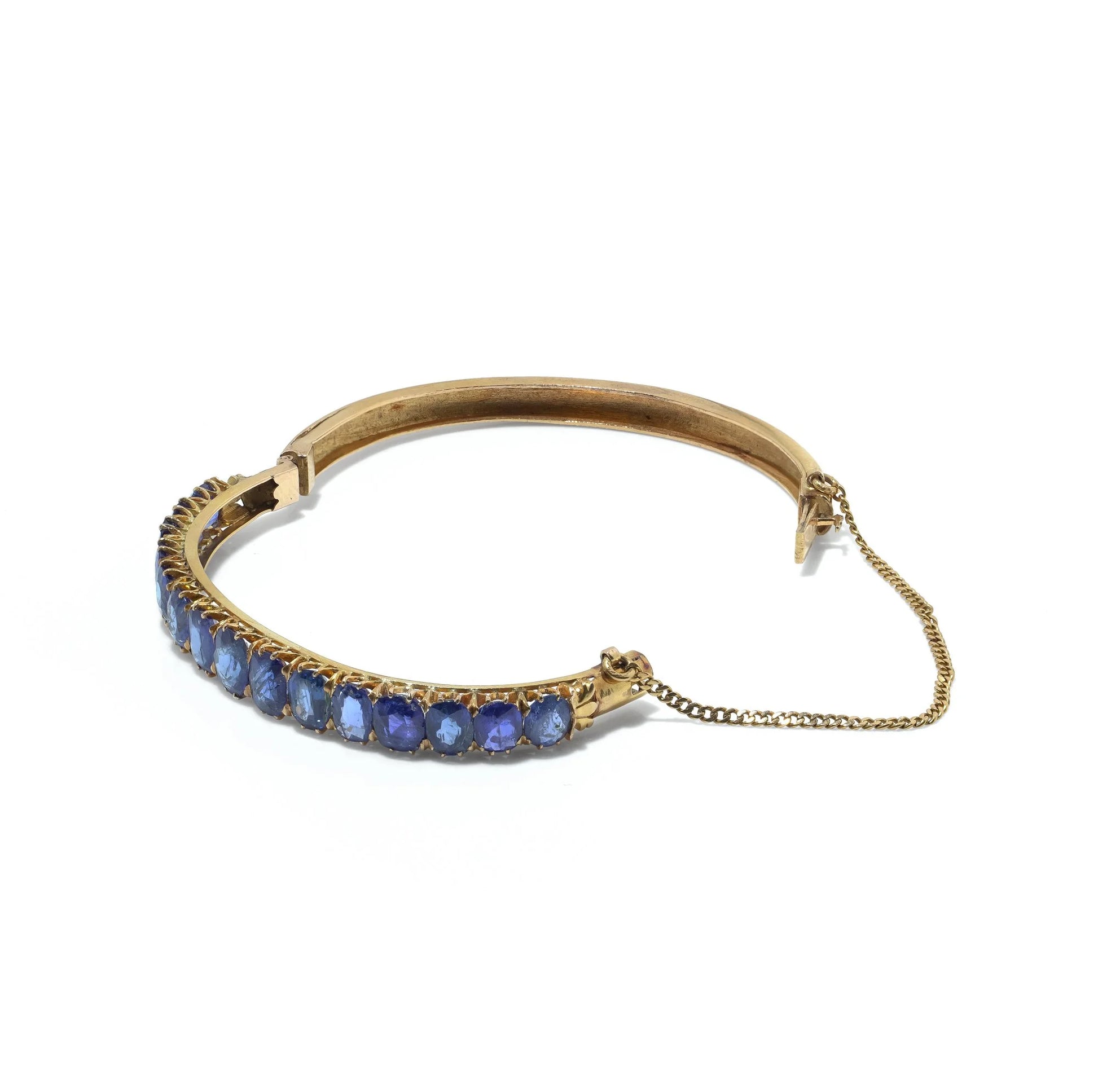 Victorian 18KT Gold Graduated Sapphire Bangle