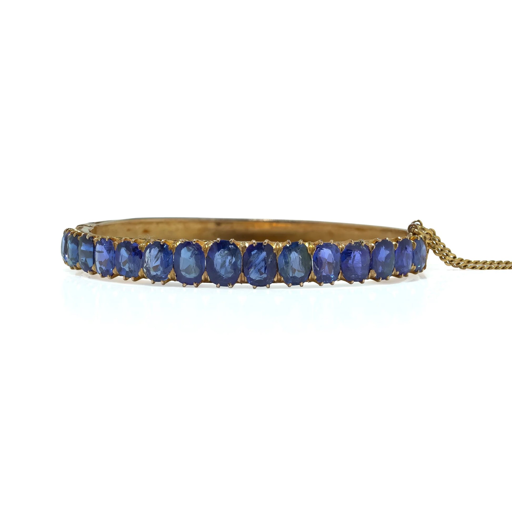 Victorian 18KT Gold Graduated Sapphire Bangle
