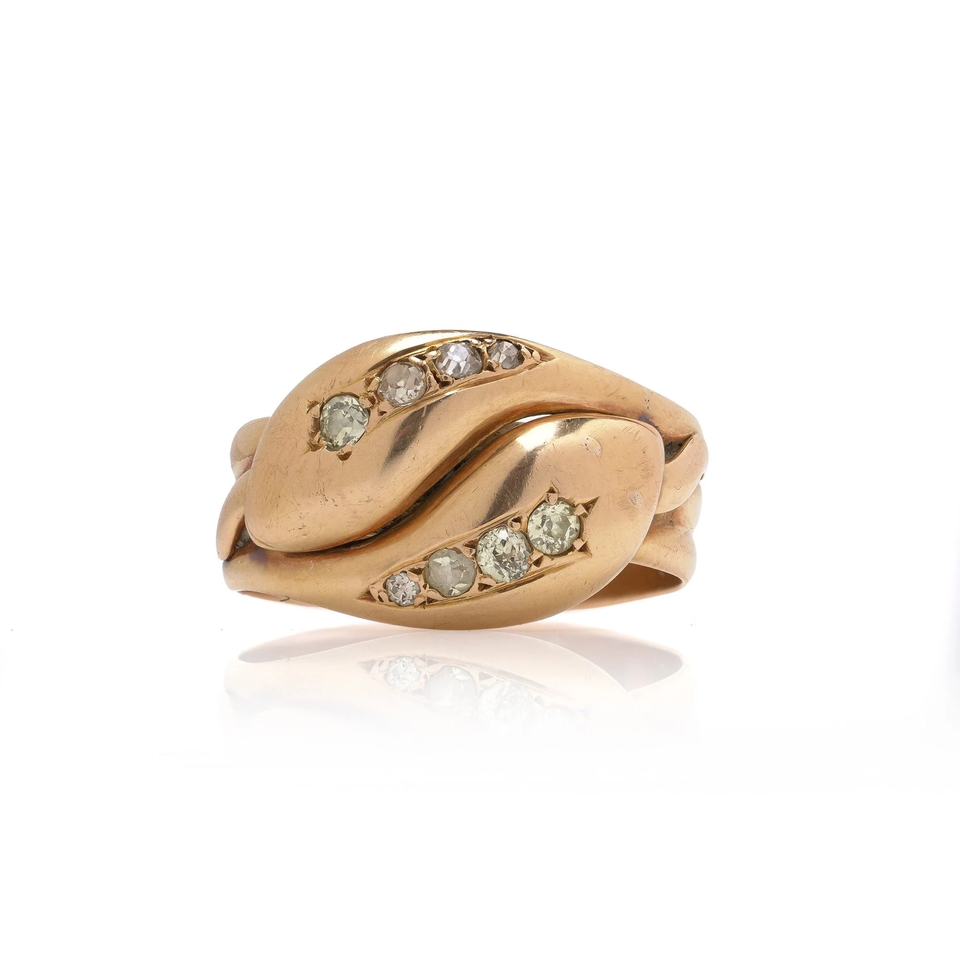 Antique 18KT Gold Diamond Snake Ring