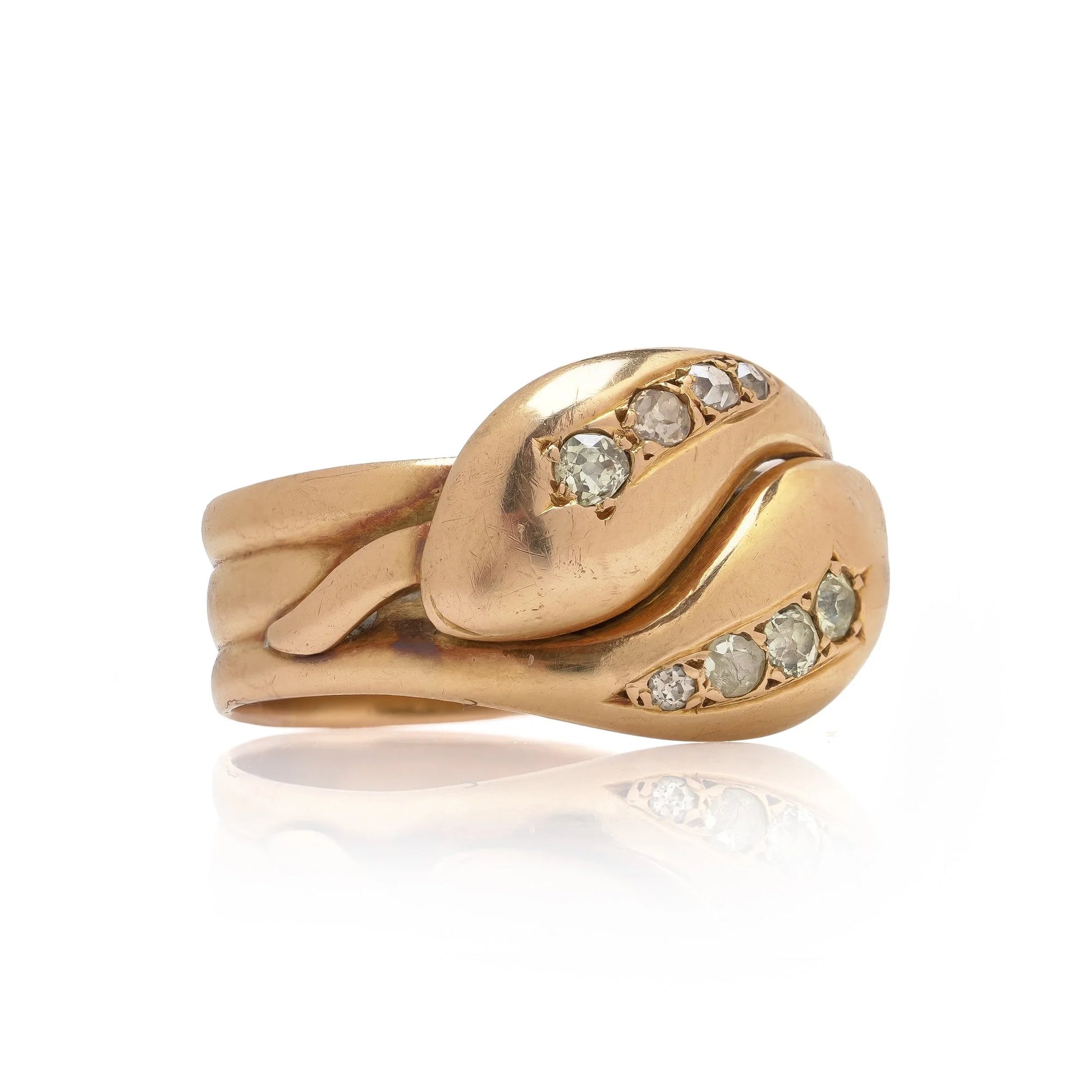 Antique 18KT Gold Diamond Snake Ring