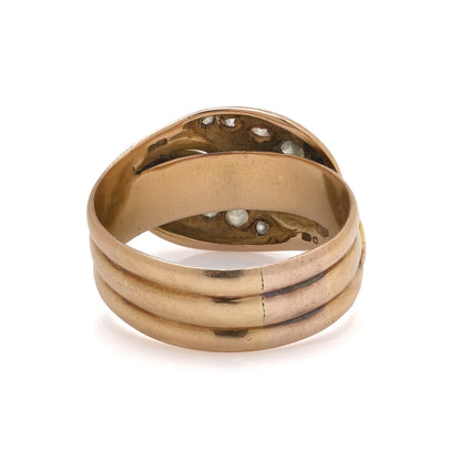 Antique 18KT Gold Diamond Snake Ring