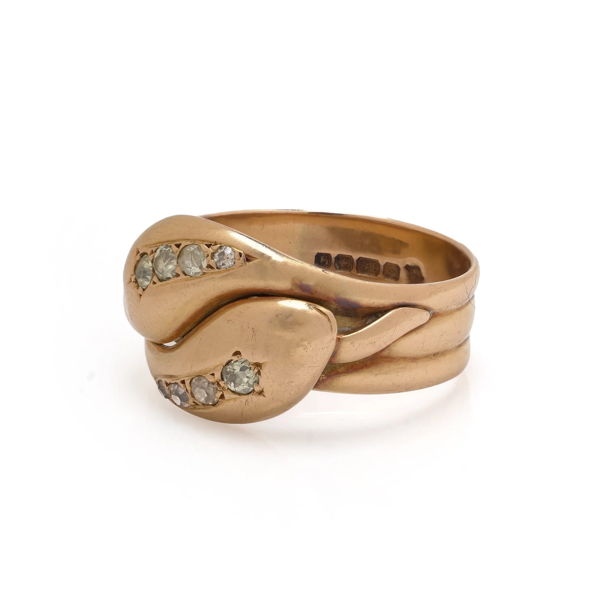 Antique 18KT Gold Diamond Snake Ring