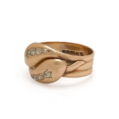 Antique 18KT Gold Diamond Snake Ring