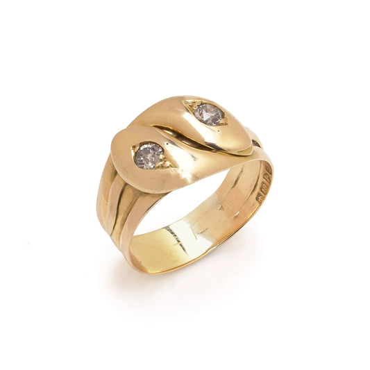 Antique 18ct Gold Diamond Snake Ring