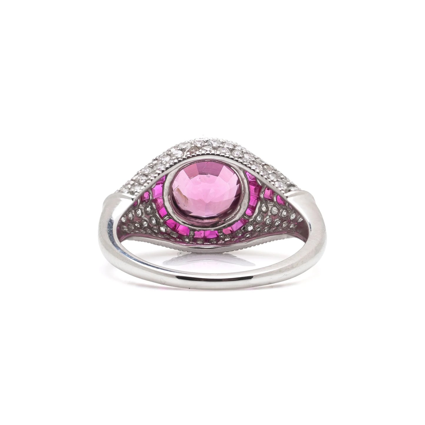 Natural Burma Ruby and Diamond Cluster Ring