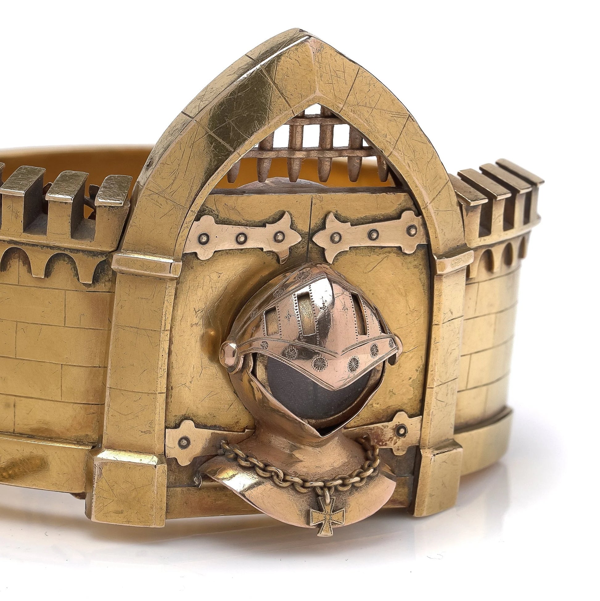 Antique 21KT Gold Novelty Castle Watch Bangle