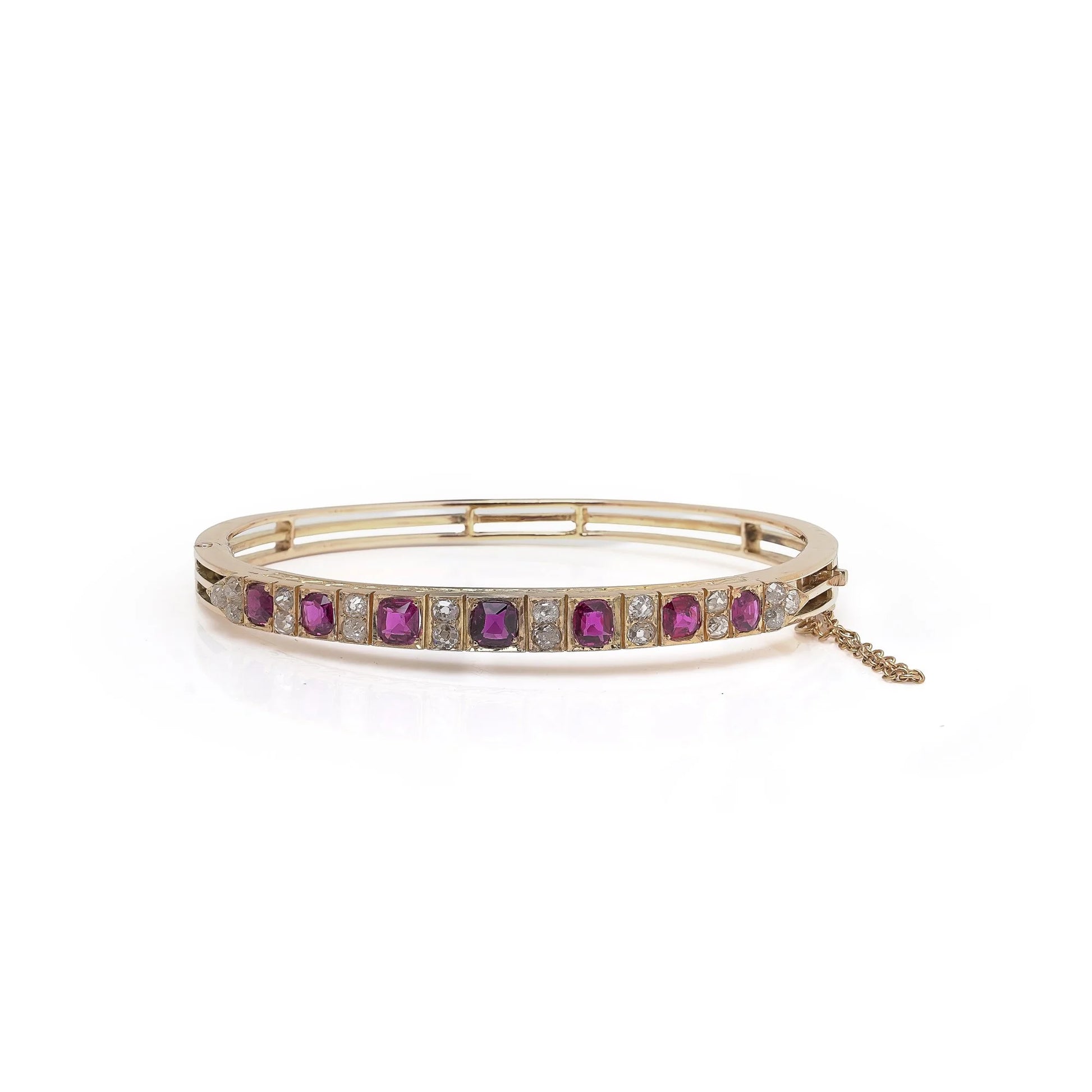 Victorian 18KT Gold Ruby and Diamond Bangle