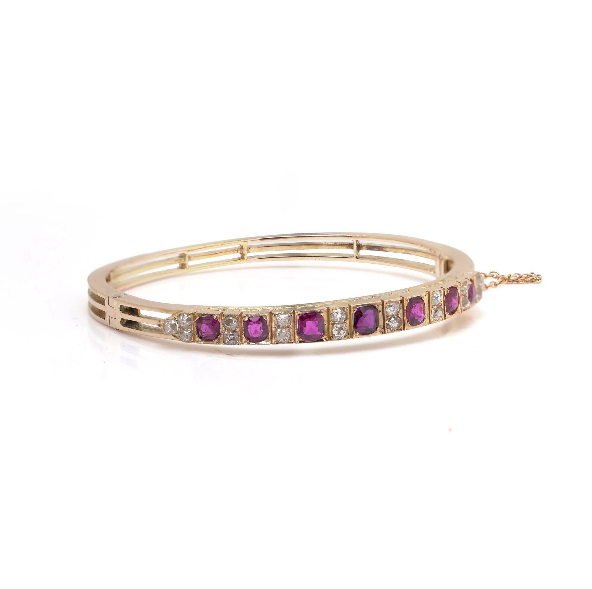 Victorian 18KT Gold Ruby and Diamond Bangle