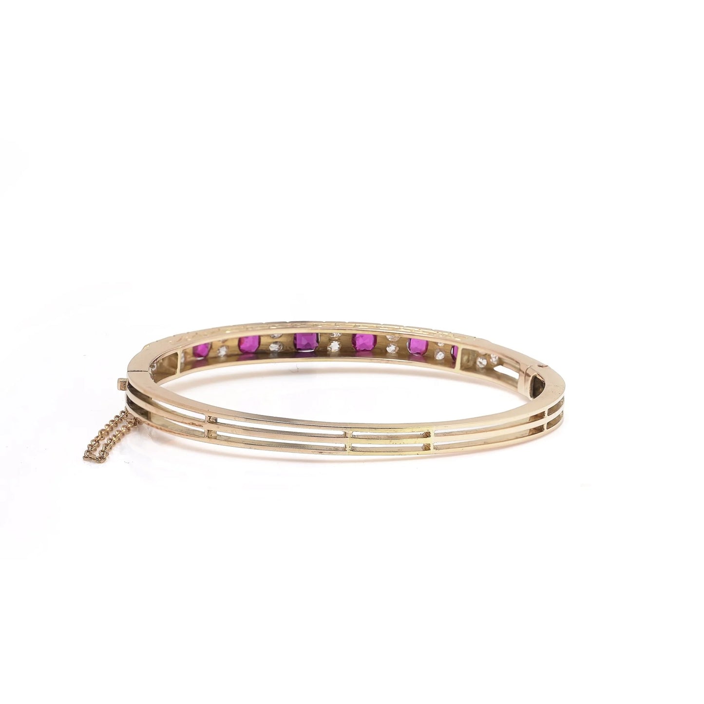 Victorian 18KT Gold Ruby and Diamond Bangle