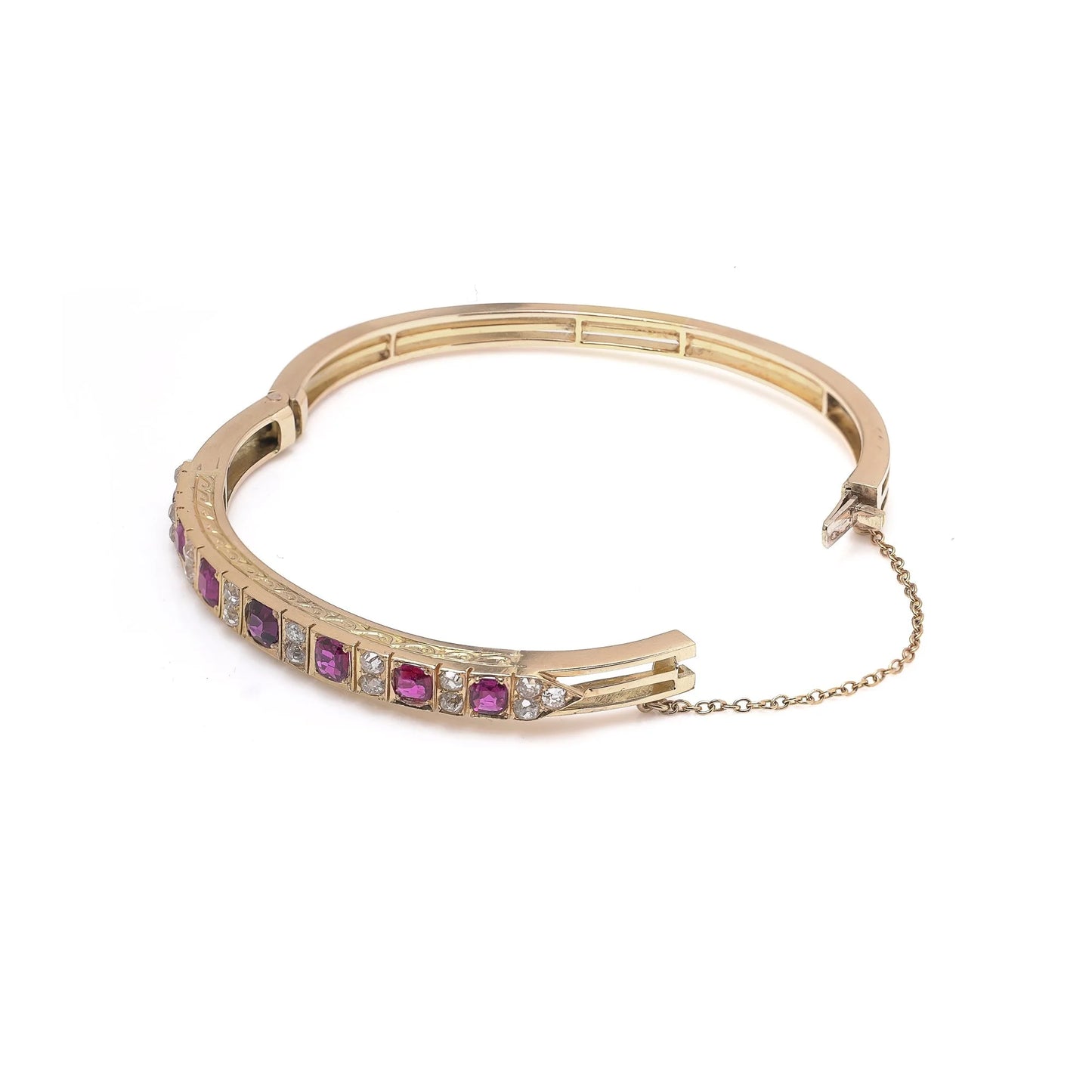 Victorian 18KT Gold Ruby and Diamond Bangle