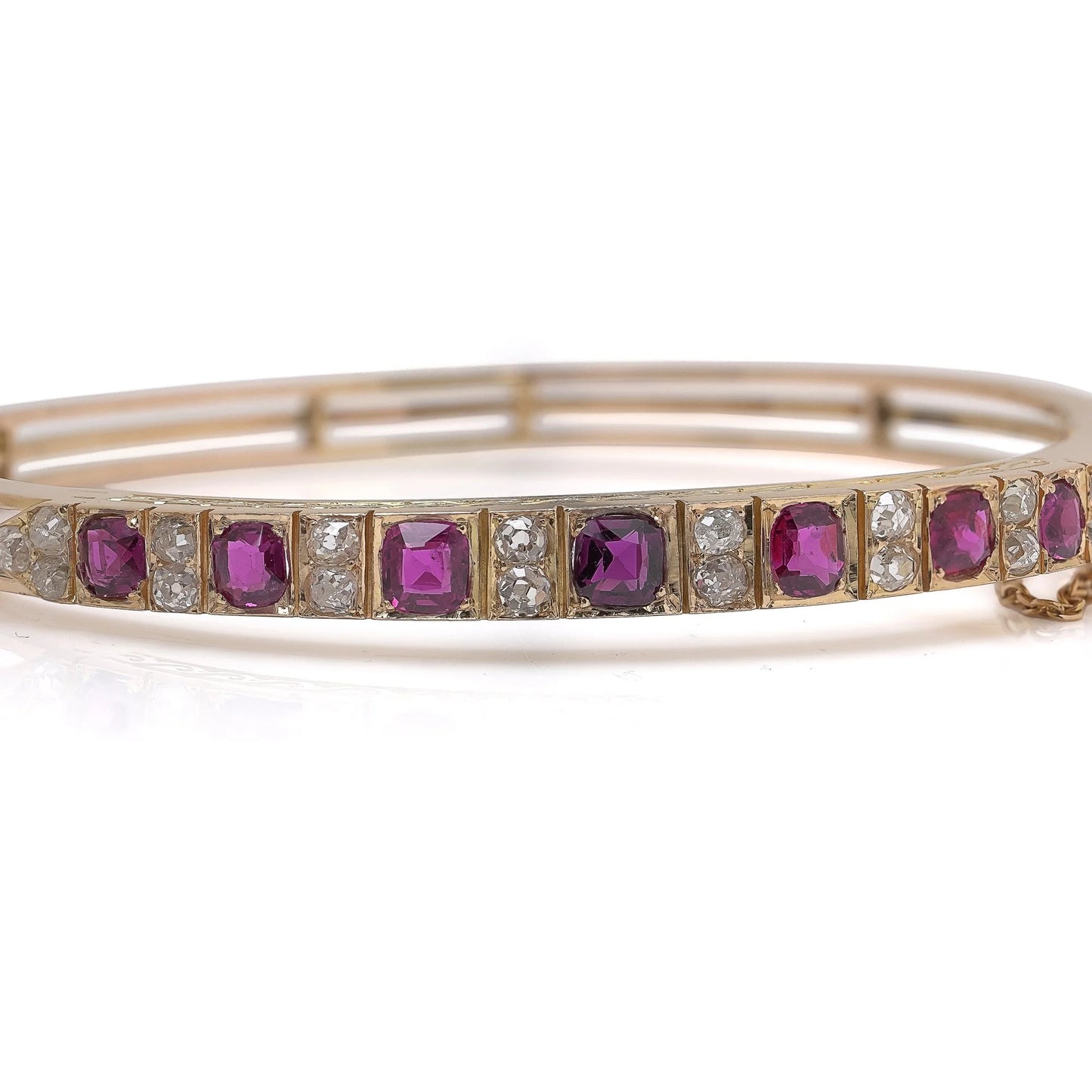 Victorian 18KT Gold Ruby and Diamond Bangle