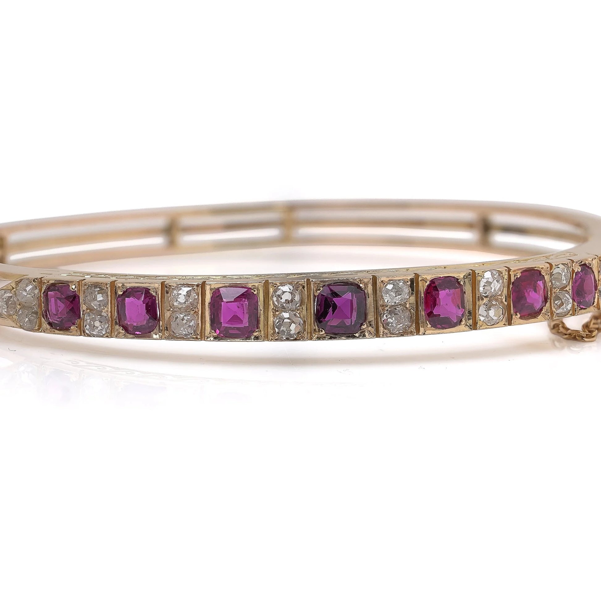 Victorian 18KT Gold Ruby and Diamond Bangle