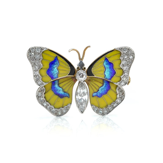 Early 20th Century Diamond and Enamel Butterfly Brooch
