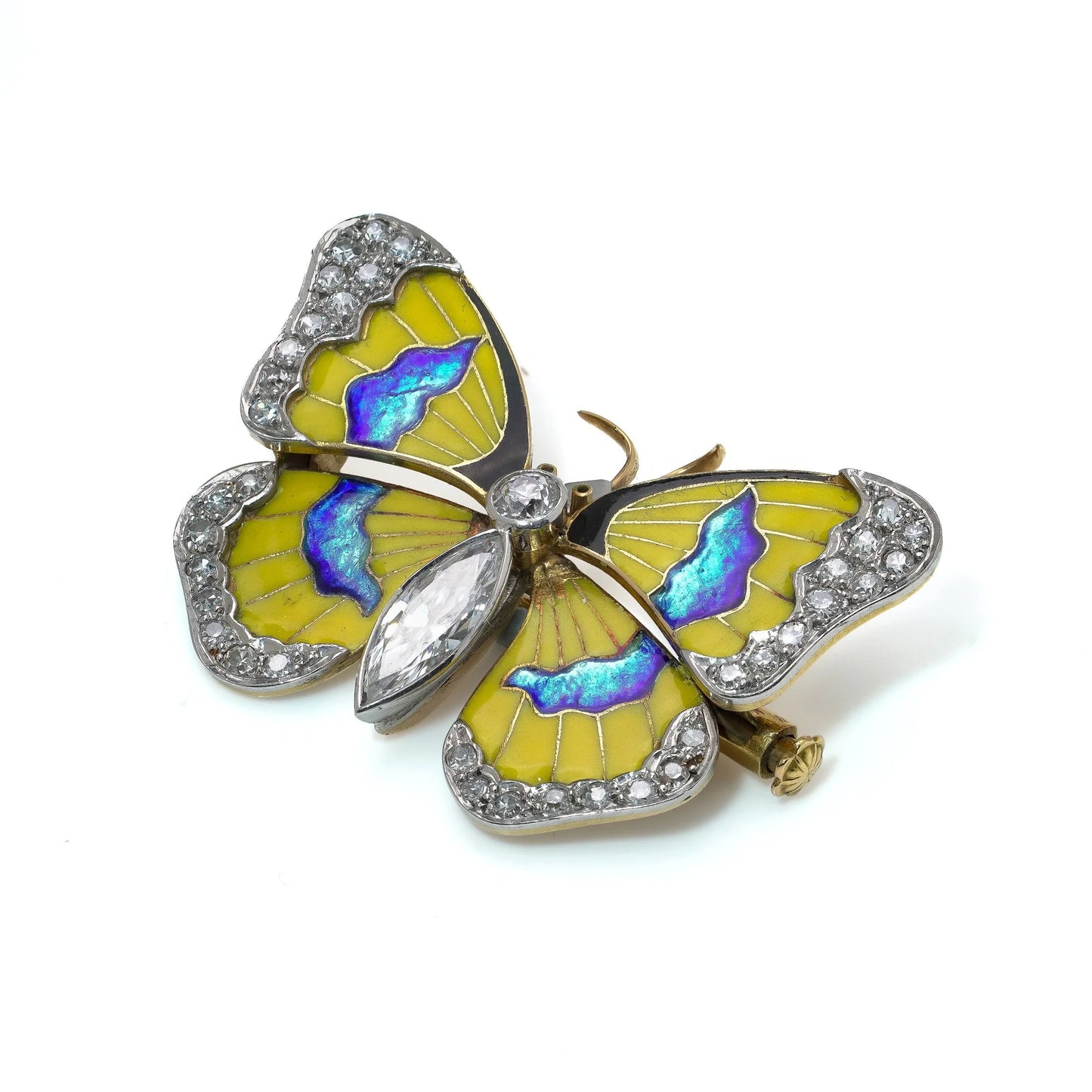 Early 20th Century Diamond and Enamel Butterfly Brooch