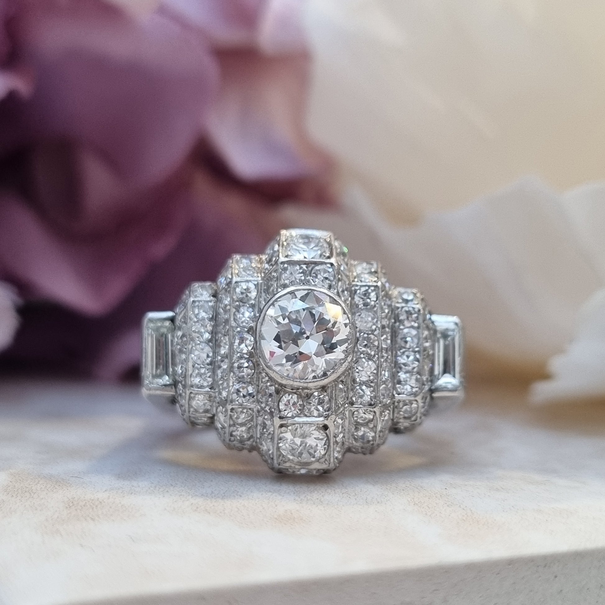 Art Deco Diamond Geometric Cluster Dress Ring