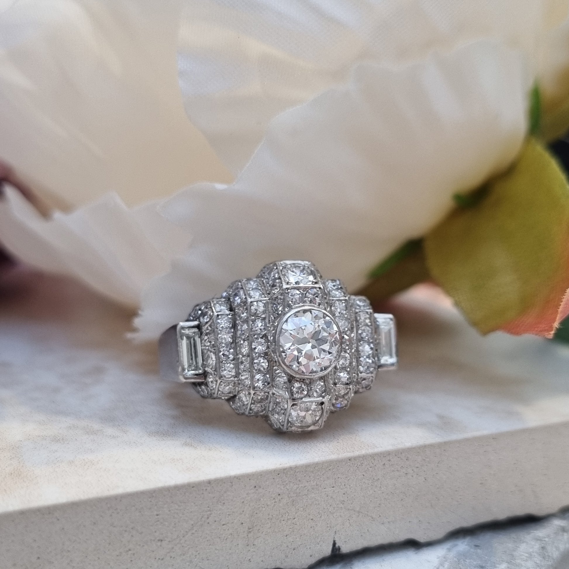 Art Deco Diamond Geometric Cluster Dress Ring