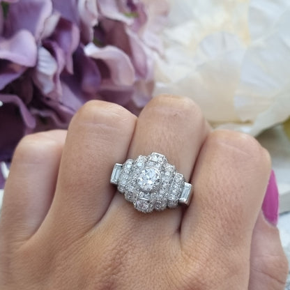 Art Deco Diamond Geometric Cluster Dress Ring