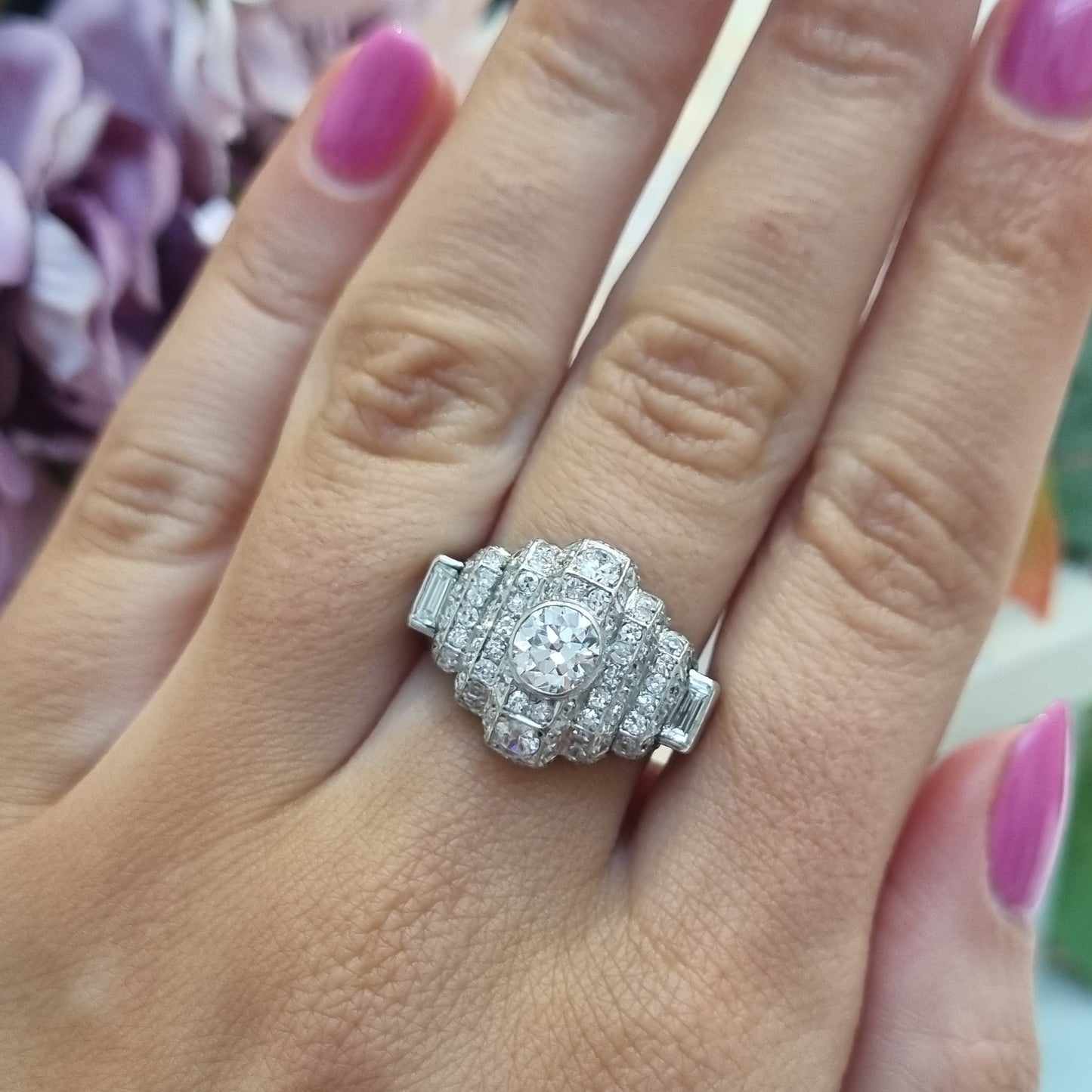 Art Deco Diamond Geometric Cluster Dress Ring