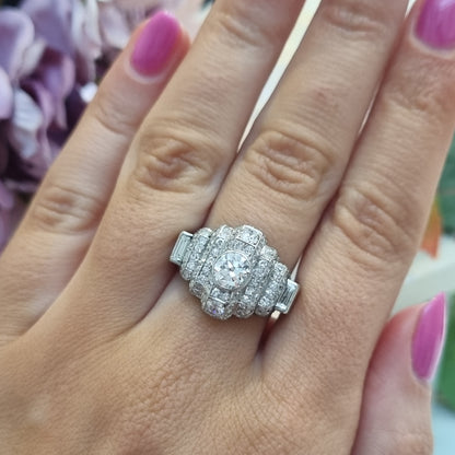 Art Deco Diamond Geometric Cluster Dress Ring