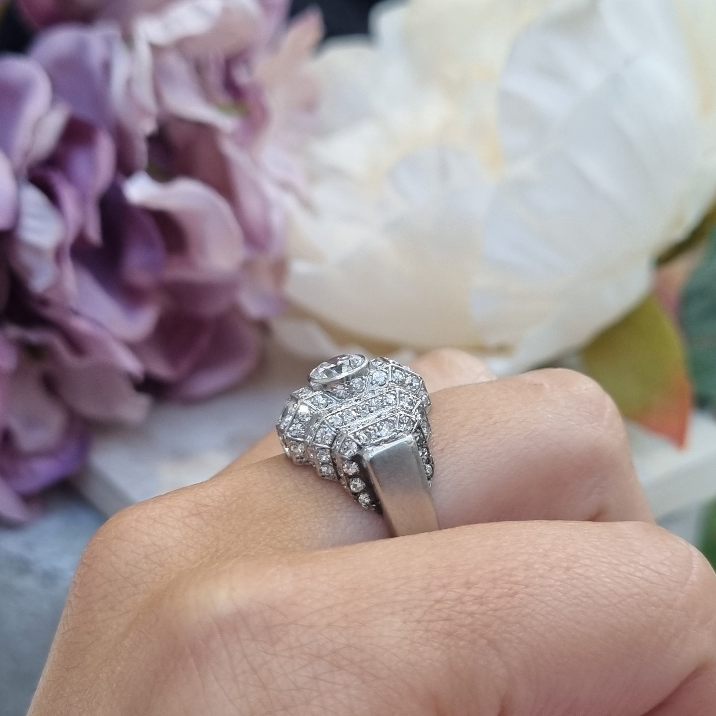 Art Deco Diamond Geometric Cluster Dress Ring
