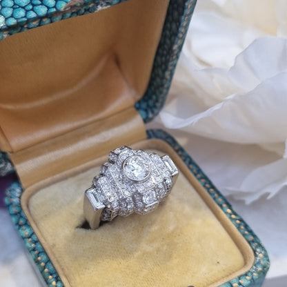 Art Deco Diamond Geometric Cluster Dress Ring