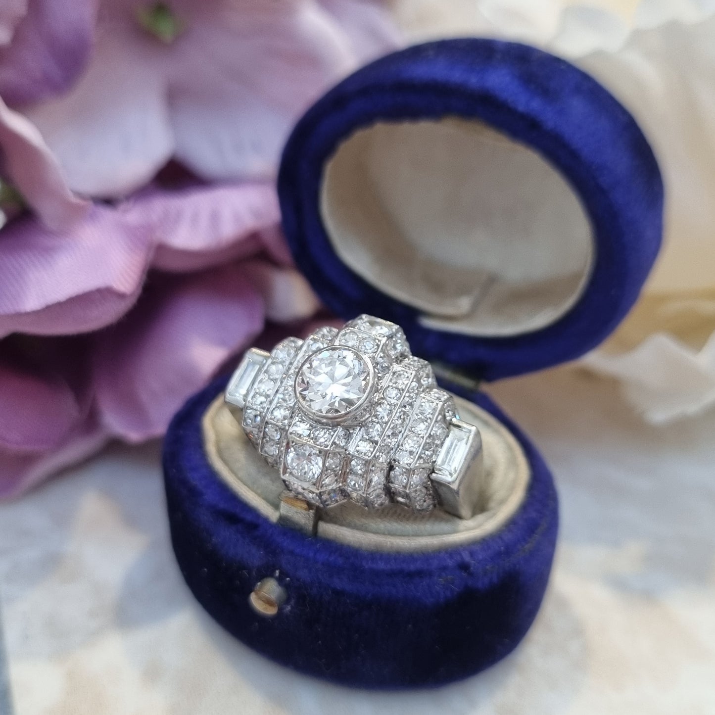 Art Deco Diamond Geometric Cluster Dress Ring
