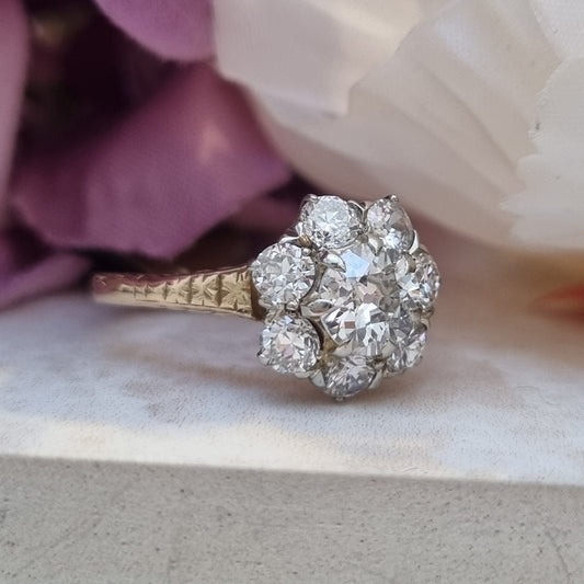 Antique Diamond Cluster Engagement Ring