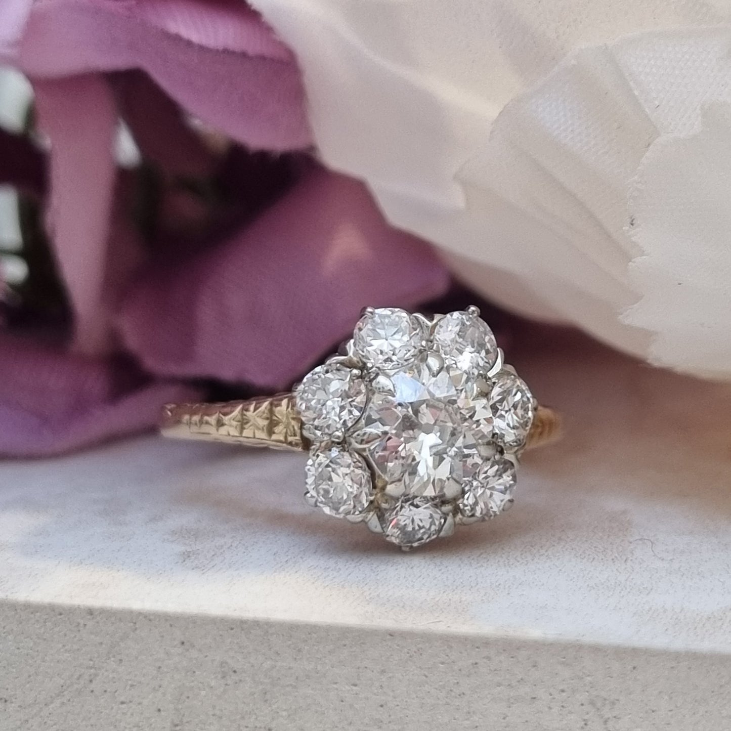 Antique Diamond Cluster Engagement Ring