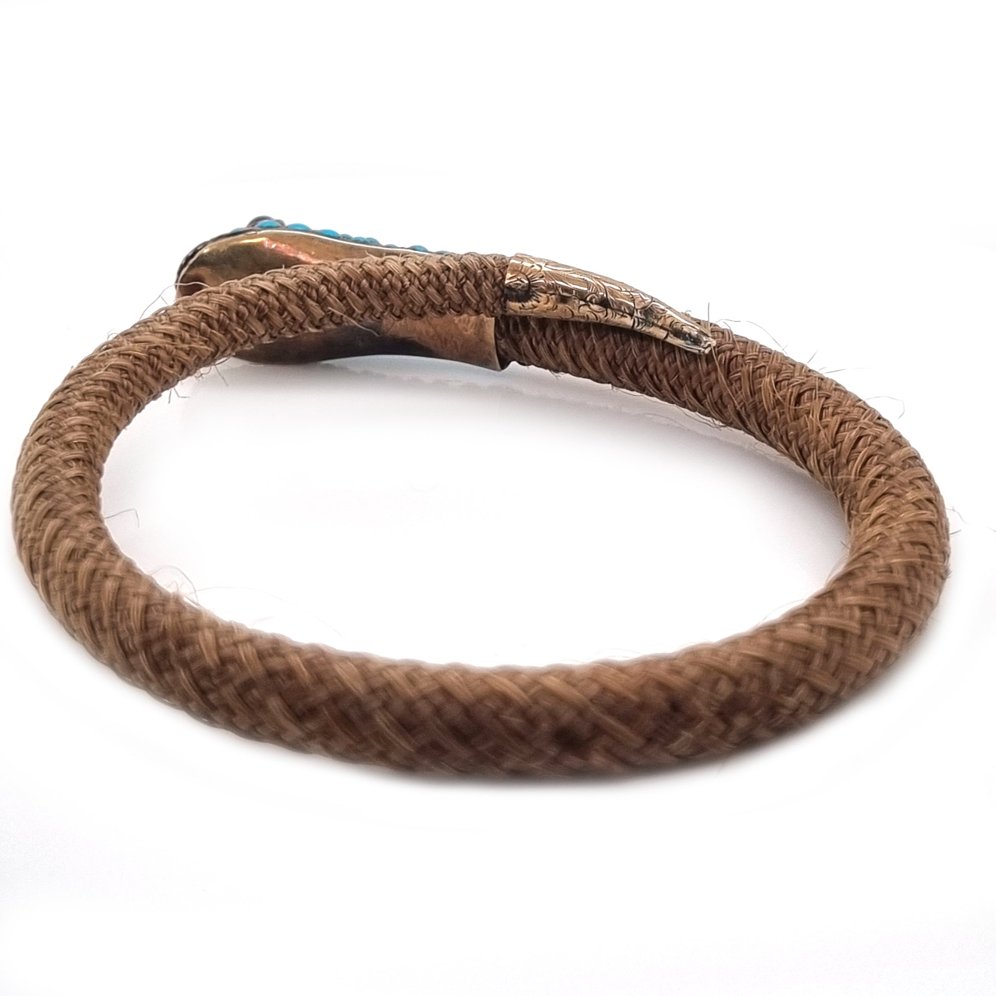 Georgian Antique Turquoise Set Woven Snake Bracelet
