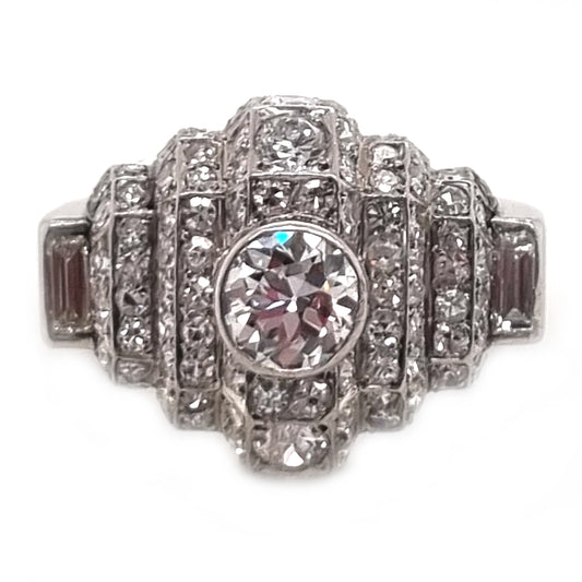 Art Deco Diamond Geometric Cluster Dress Ring