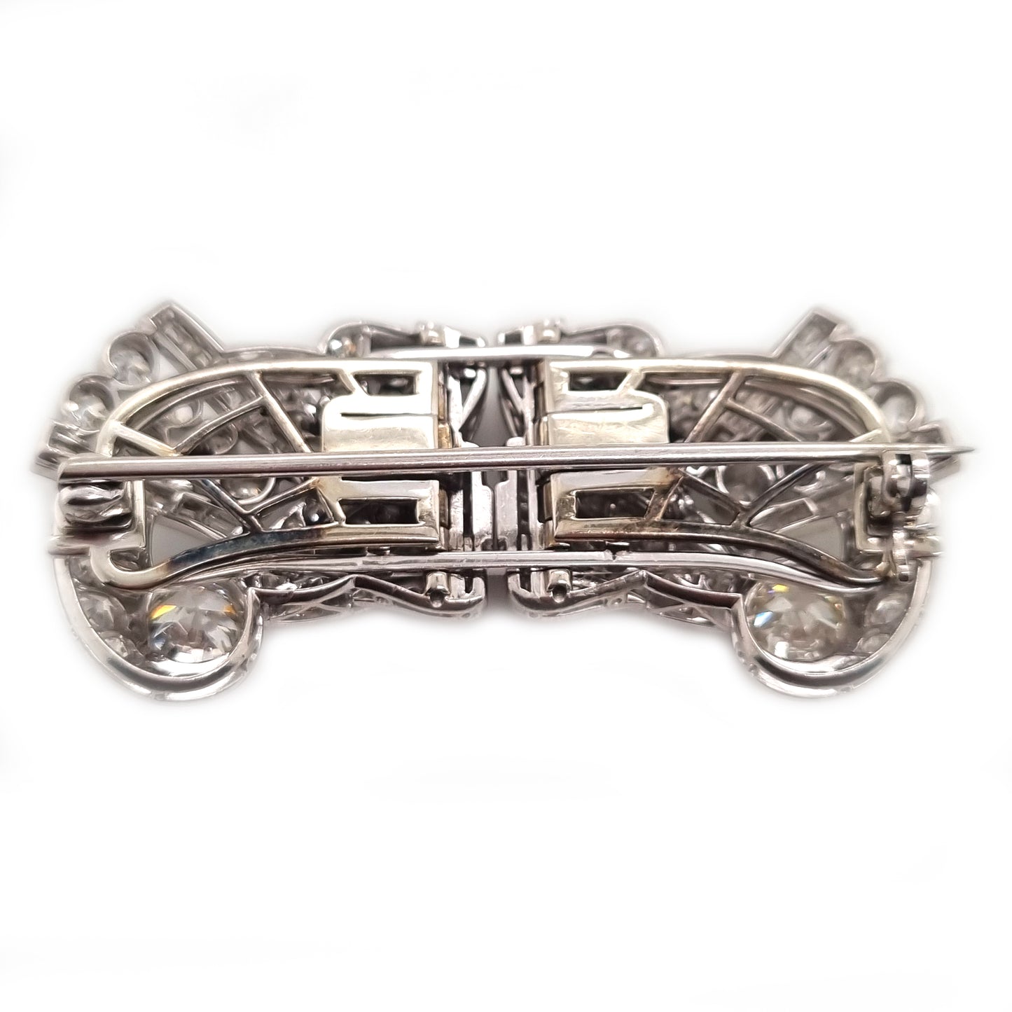 Art Deco Old Cut Diamond Double Clip Brooch