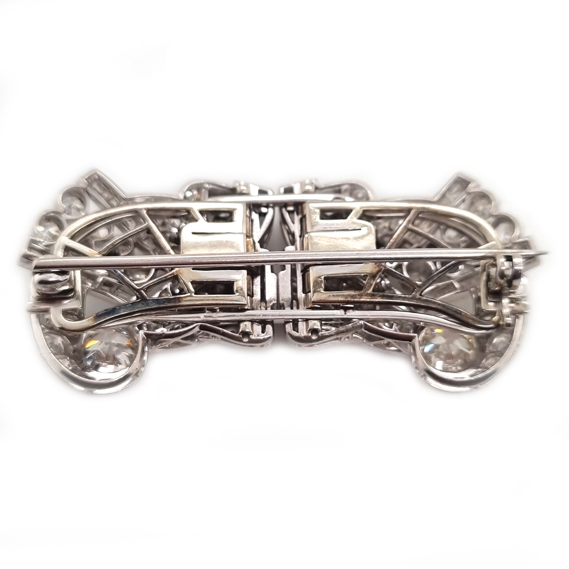 Art Deco Old Cut Diamond Double Clip Brooch
