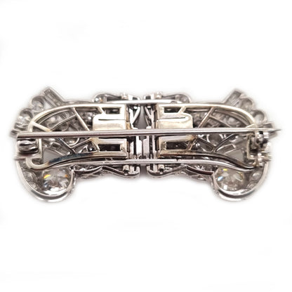 Art Deco Old Cut Diamond Double Clip Brooch