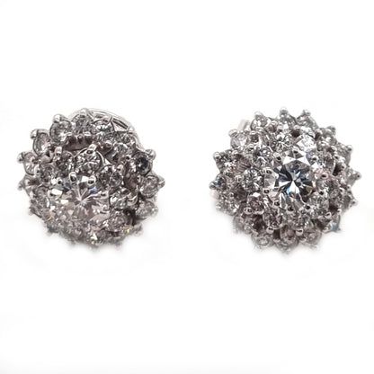 Vintage 2ct Diamond Cluster Stud Earrings