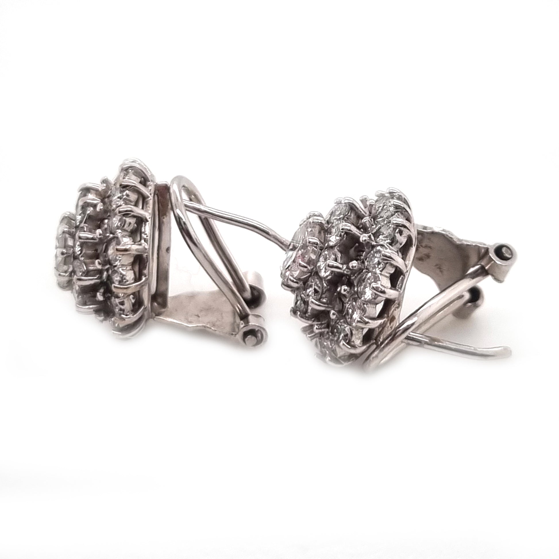 Vintage 2ct Diamond Cluster Stud Earrings