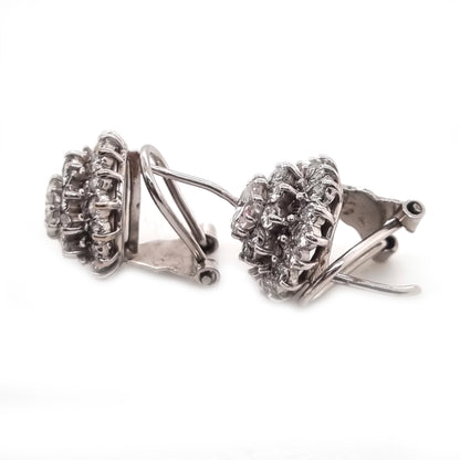 Vintage 2ct Diamond Cluster Stud Earrings