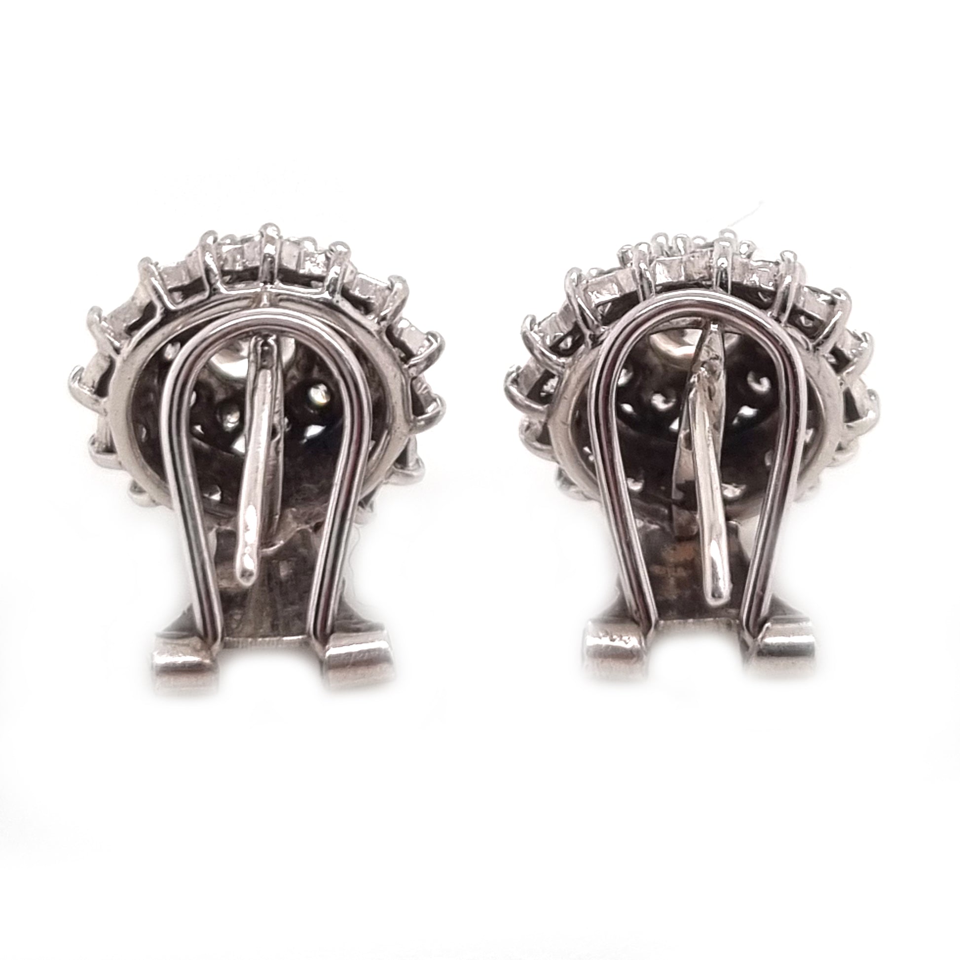 Vintage 2ct Diamond Cluster Stud Earrings