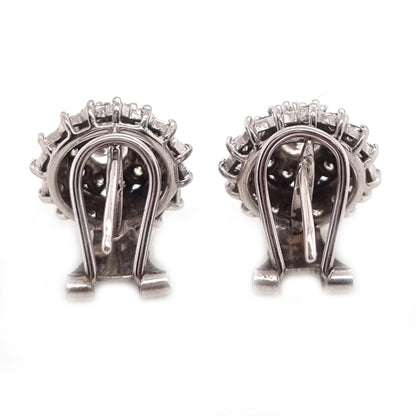 Vintage 2ct Diamond Cluster Stud Earrings