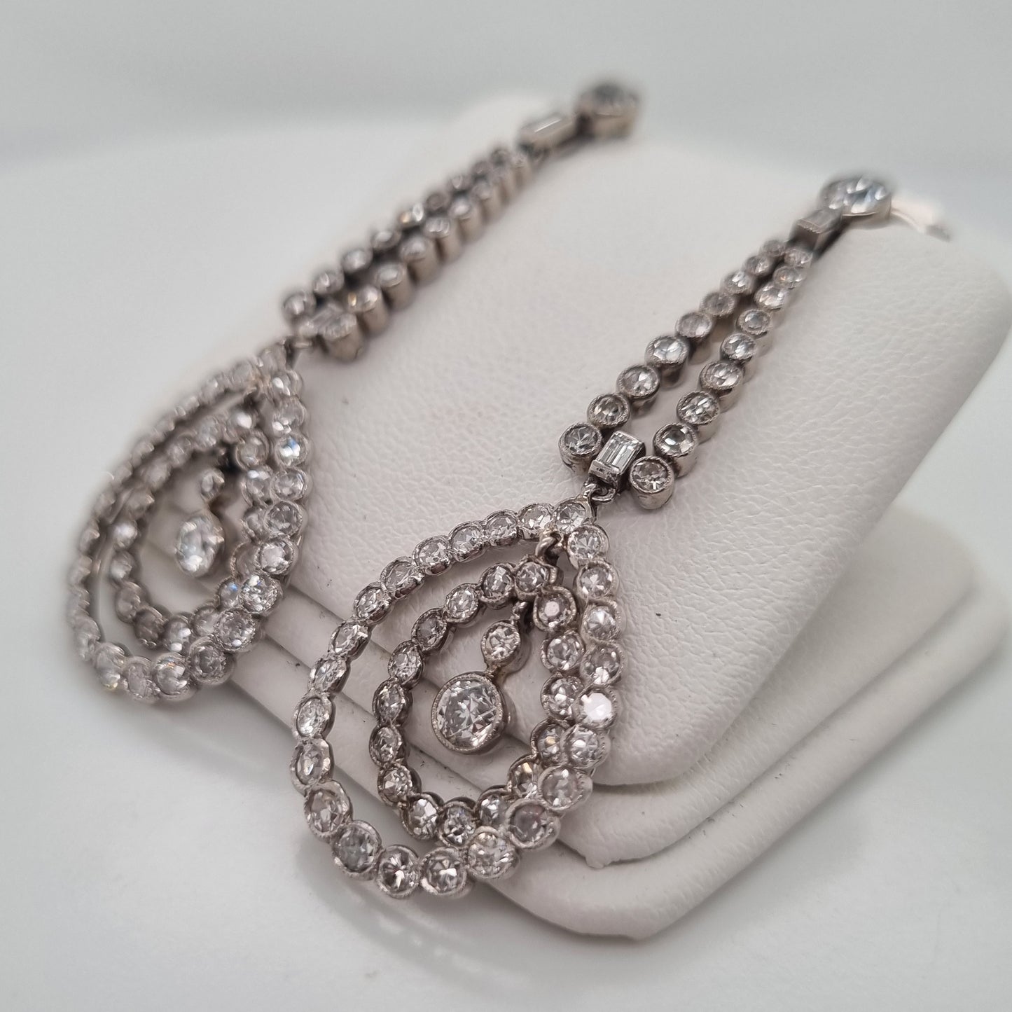 Antique Belle Epoque Old Cut Diamond Cluster Drop Earrings