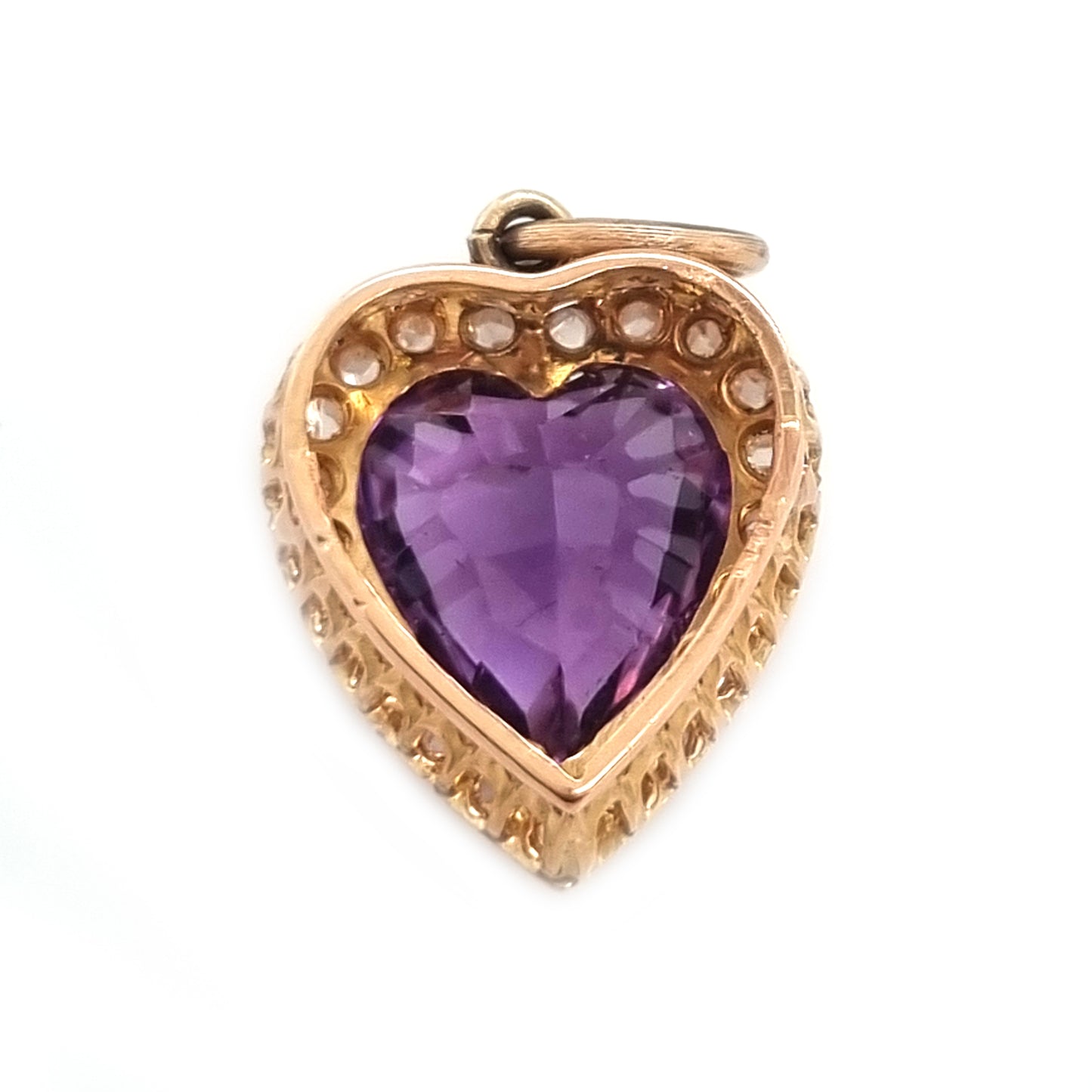Antique Amethyst and Diamond Heart Cluster Pendant