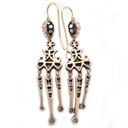 Antique Rose Cut Diamond Girandole Drop Earrings
