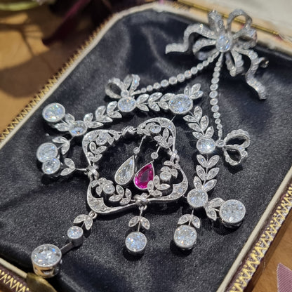 Belle Epoque Ruby and Diamond Wreath Pendant come Brooch