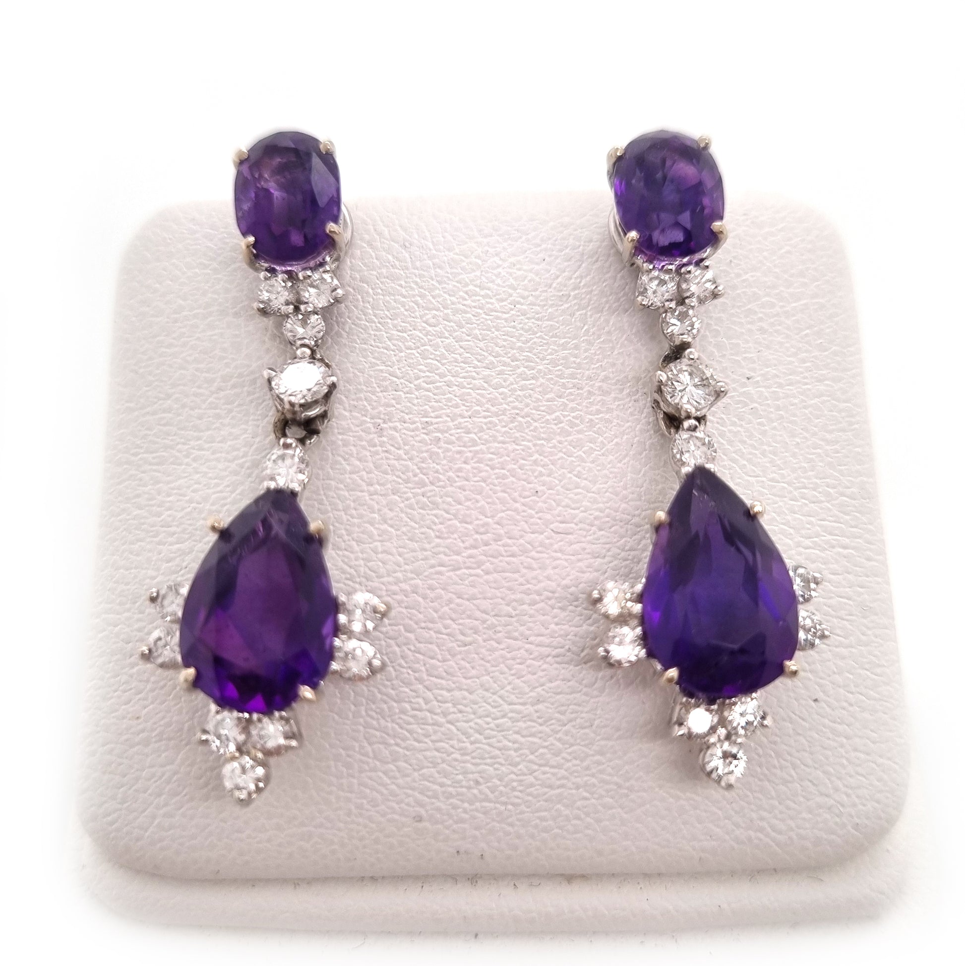 Vintage Amethyst and Diamond Drop Earrings