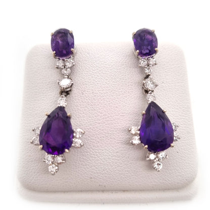 Vintage Amethyst and Diamond Drop Earrings