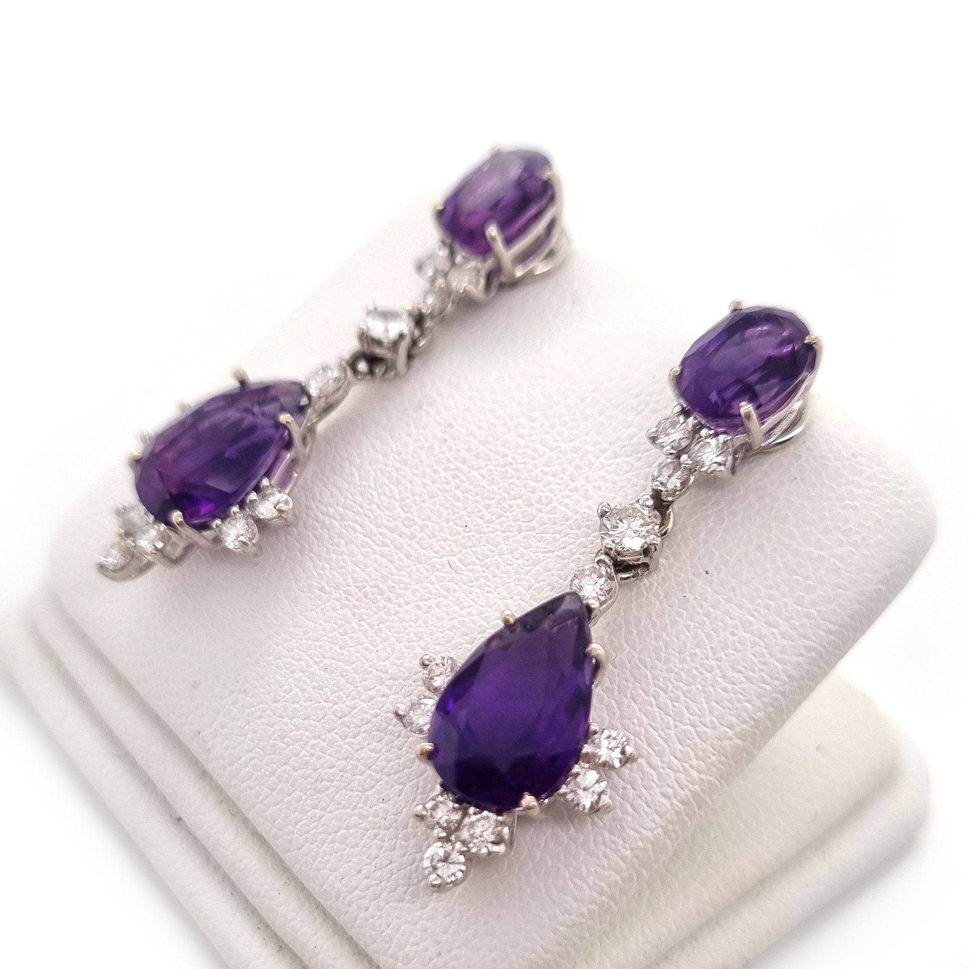 Vintage Amethyst and Diamond Drop Earrings