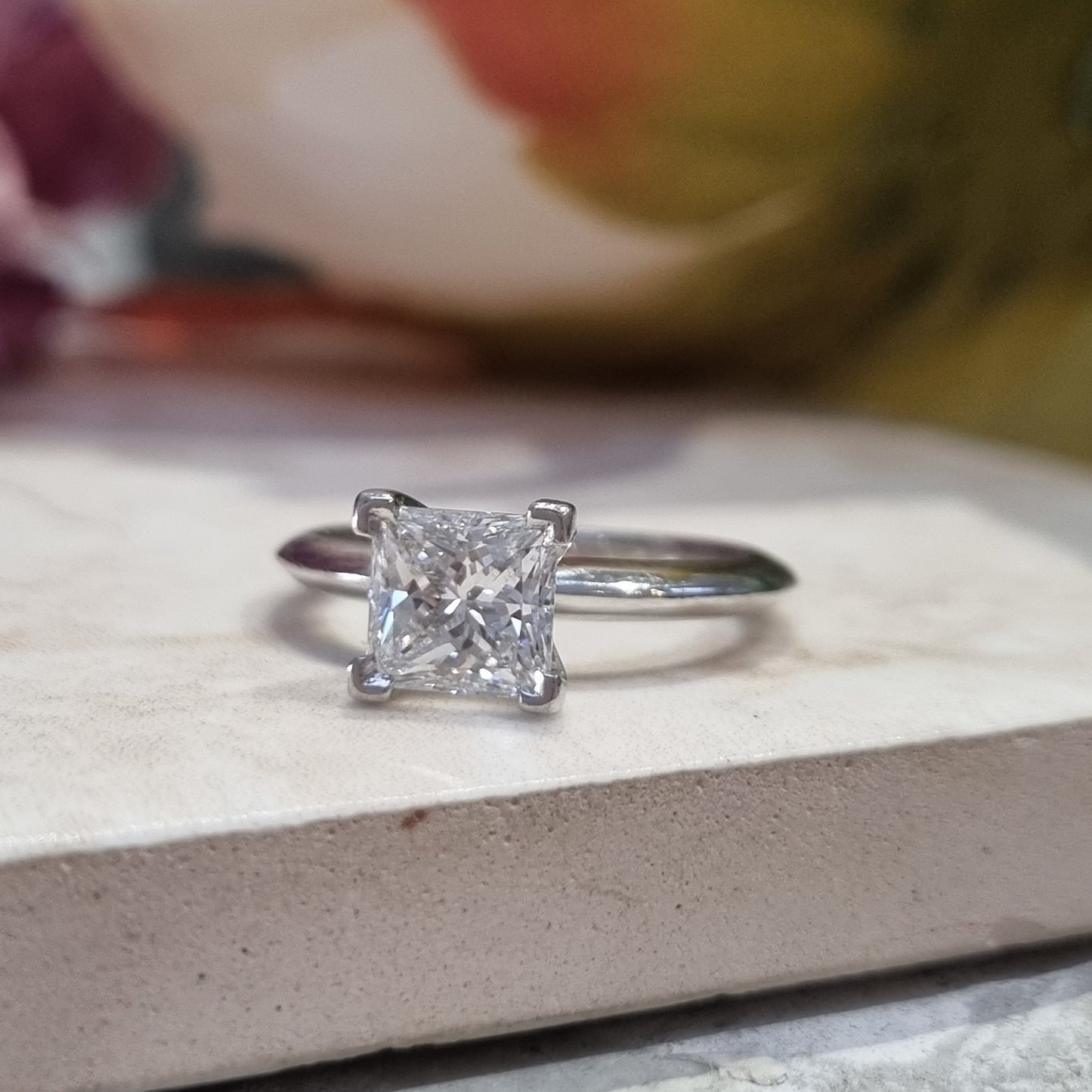 Tiffany and Co 1.19ct Princess Diamond Solitaire Engagement Ring